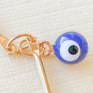 
                
                    Load image into Gallery viewer, 4mm Cobalt Evil Eye Plated Gold Decorative Chain
                
            