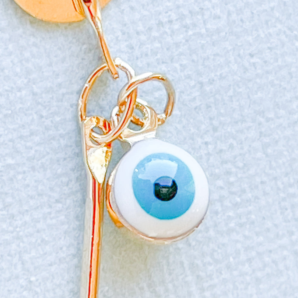 4mm Teal Evil Eye Plated Gold Decorative Chain