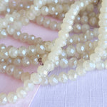 4mm Diamond Finish Sand Pearl Faceted Chinese Crystal Rondelle Strand