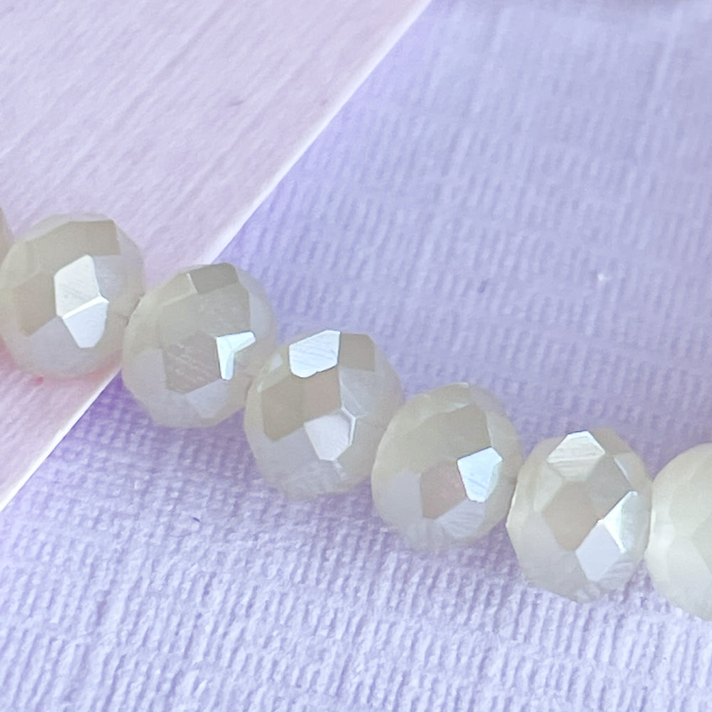 4mm Diamond Finish Sand Pearl Faceted Chinese Crystal Rondelle Strand