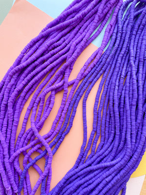 6mm Deep Violet Polymer Clay Heishi Strand