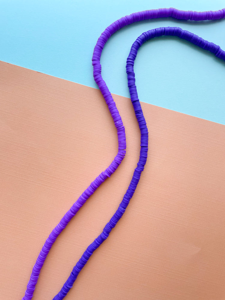 
                
                    Load image into Gallery viewer, 6mm True Purple Polymer Clay Heishi Strand
                
            