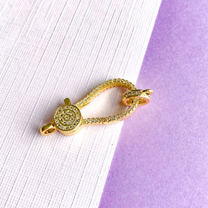 
                
                    Load image into Gallery viewer, 29mm Gold Plated Pave Lobster Claw Clasp with Ring
                
            