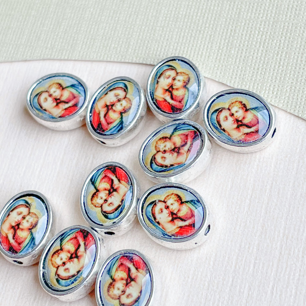 
                
                    Load image into Gallery viewer, 9mm Mother + Child Portrait Pewter Bead - 10 Pack
                
            