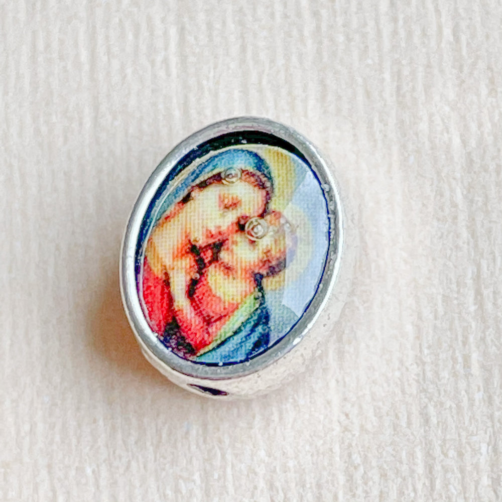 9mm Mother + Child Portrait Pewter Bead - 10 Pack