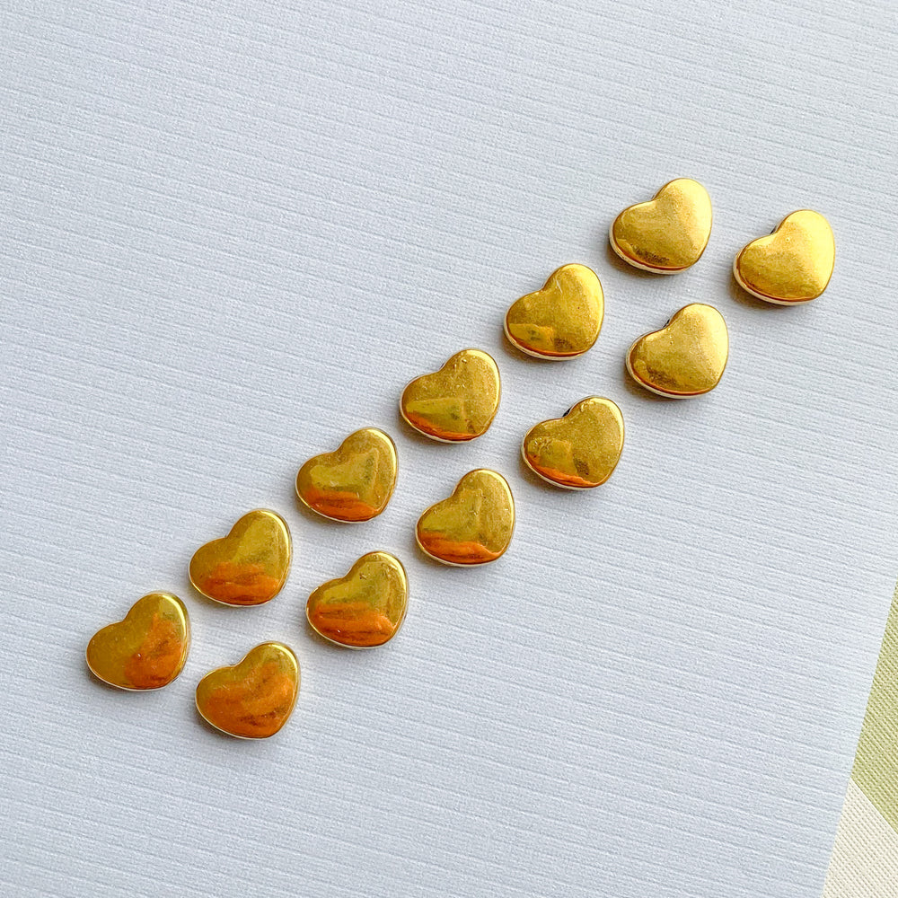 13mm Gold Pewter Heart Bead - 12 Pack – Beads, Inc.