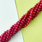 6mm Pomegranate Dyed Jade Faceted Round Strand