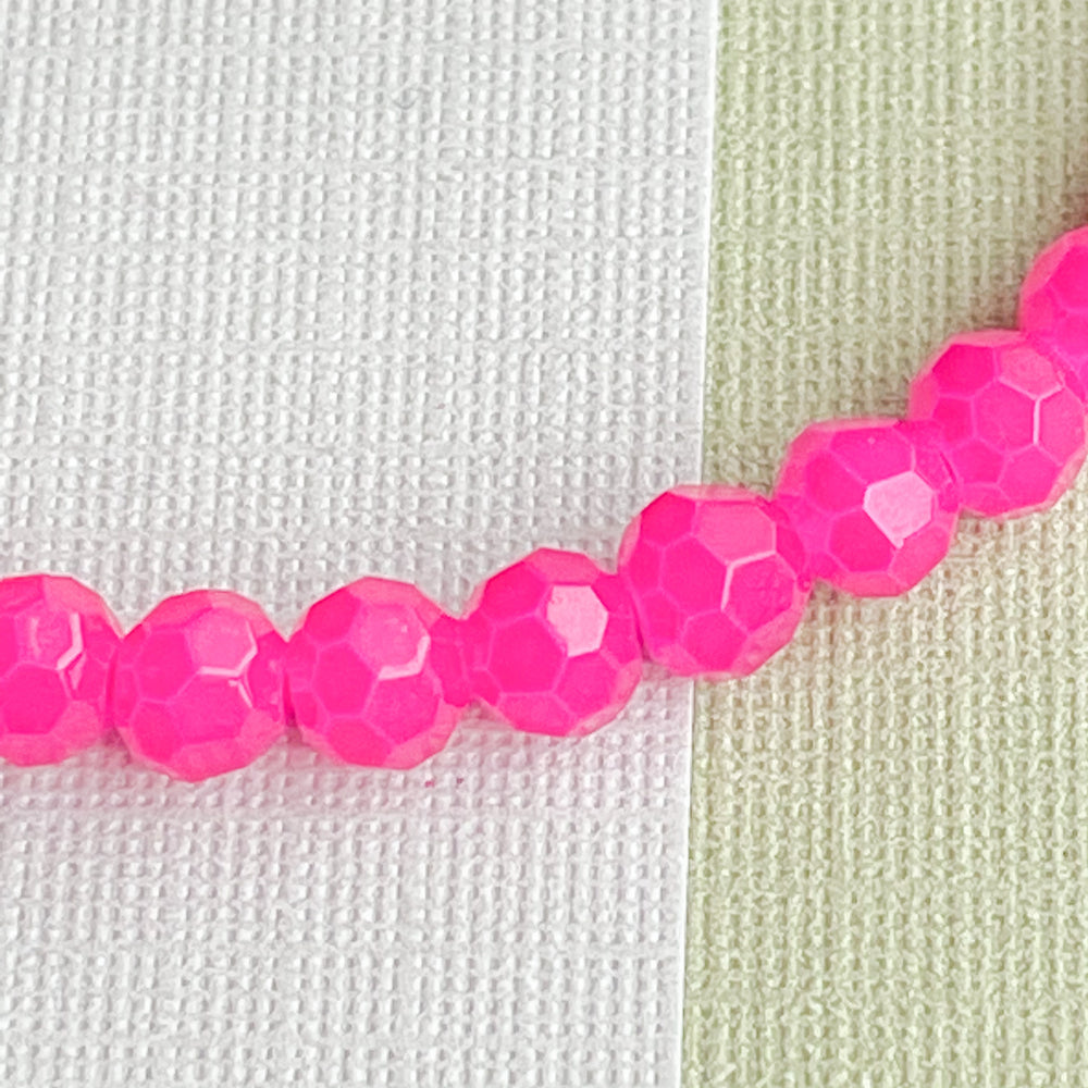4mm Hot Pink Faceted Chinese Crystal Rounds Strand