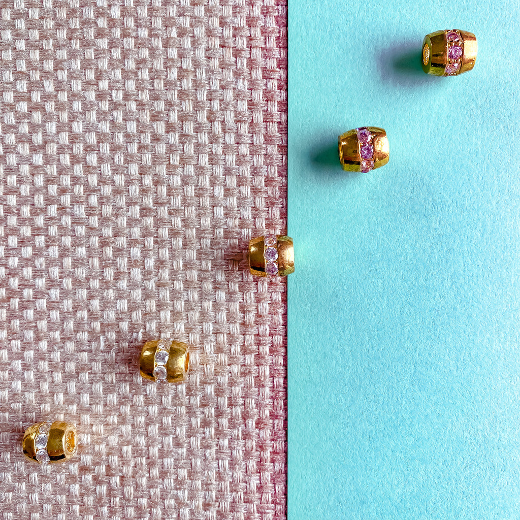 8mm Heavy Gold Plated LargeHoled Pave Accent Bead Beads, Inc.