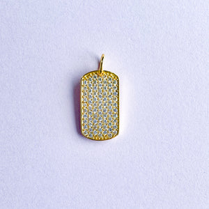 
                
                    Load image into Gallery viewer, 16mm Gold Pave Tag Charm
                
            