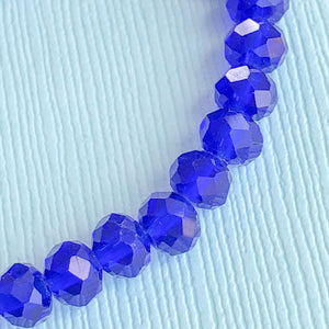 6mm Translucent Cobalt Faceted Chinese Crystal Rondelle Strand