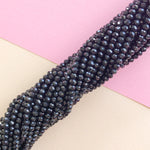 4mm Black Faceted Chinese Crystal Rondelle Strand