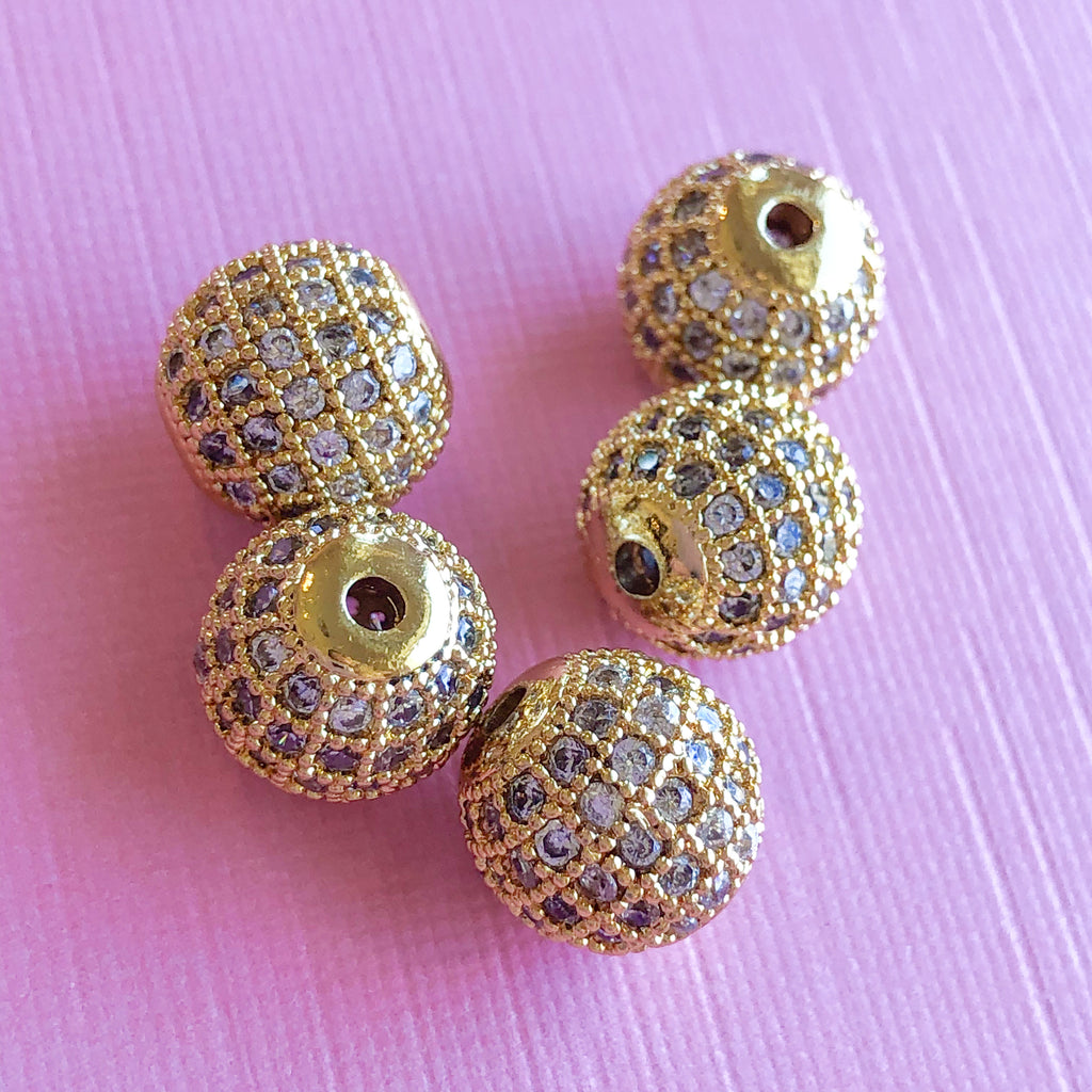 10mm Gold Pave Crystal Round Bead Beads, Inc.
