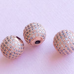 12mm Rose Gold Pave Crystal Round Bead