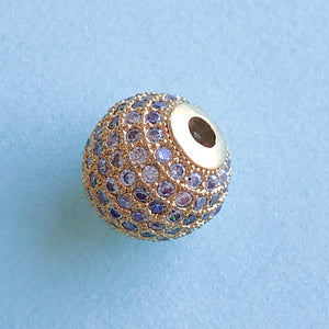12mm Gold Pave Crystal Round Bead