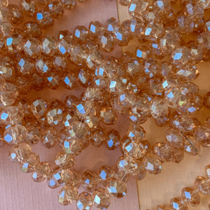 8mm Diamond Finish Honey Faceted Chinese Crystal Strand