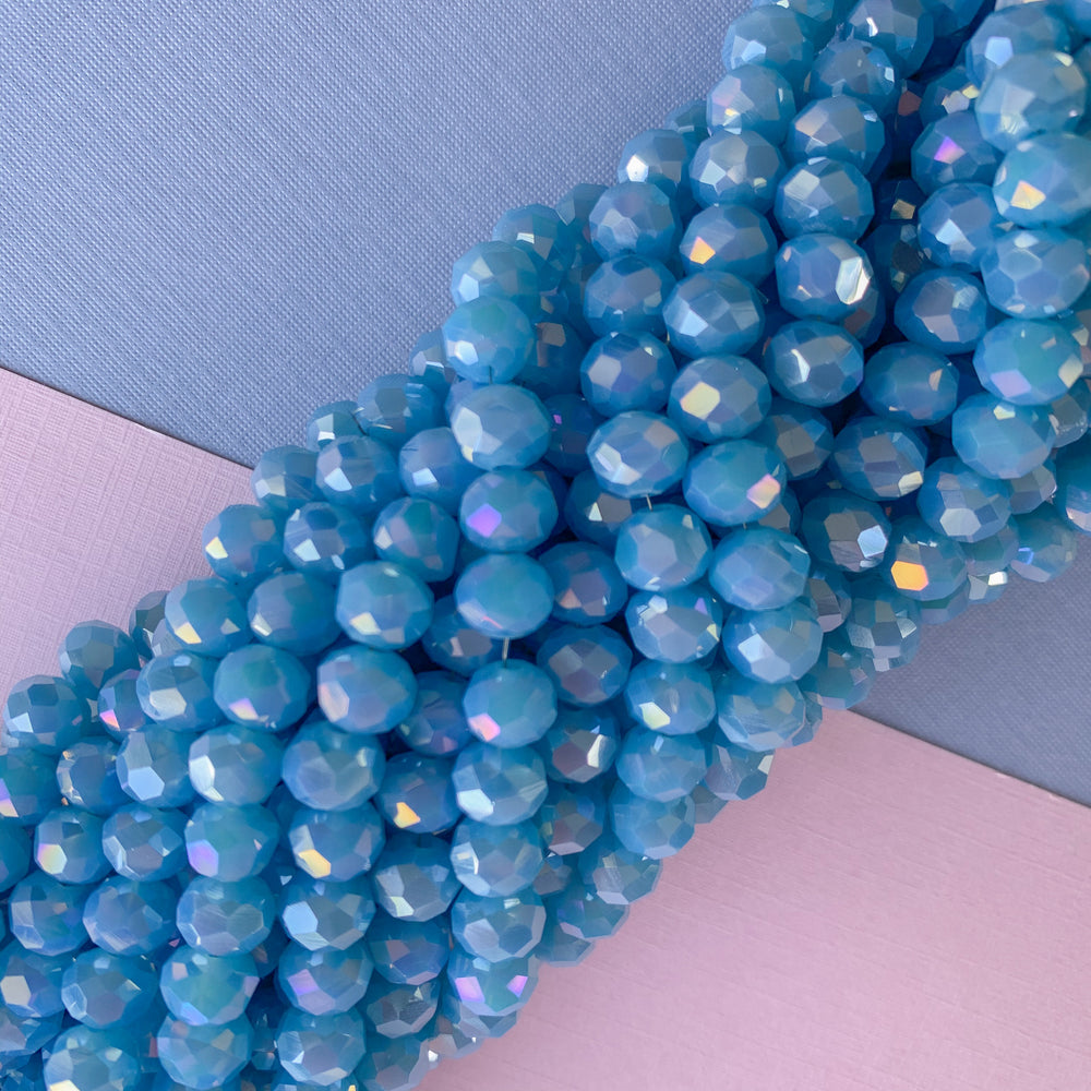 
                
                    Load image into Gallery viewer, 8mm Butterfly Blue Faceted Chinese Crystal Rondelle Strand
                
            