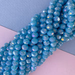 8mm Butterfly Blue Faceted Chinese Crystal Rondelle Strand