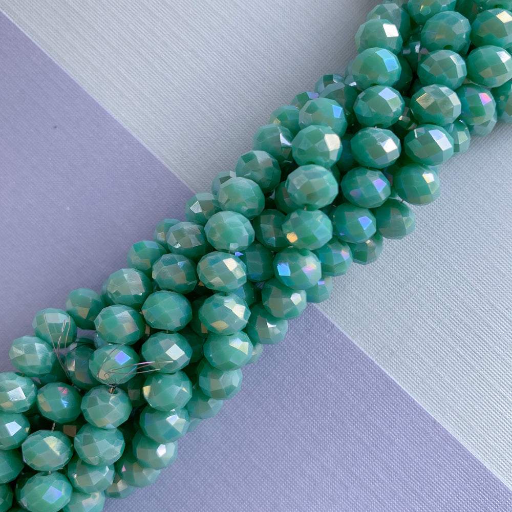 8mm Mystic Spearmint Faceted Chinese Crystal Strand
