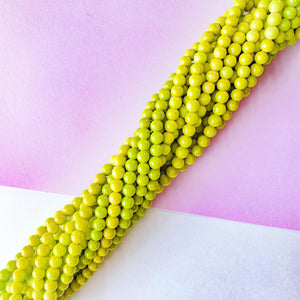 6mm Chartreuse Smooth Dyed Jade Round Strand