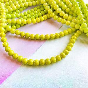 6mm Chartreuse Smooth Dyed Jade Round Strand