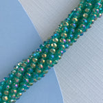 4mm Iridescent Viridian Faceted Chinese Crystal Rondelle Strand