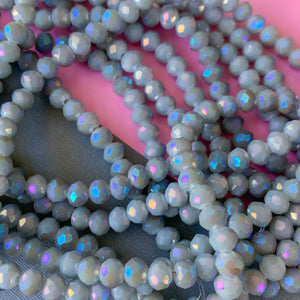 6mm Iridescent Gray Faceted Chinese Crystal Strand