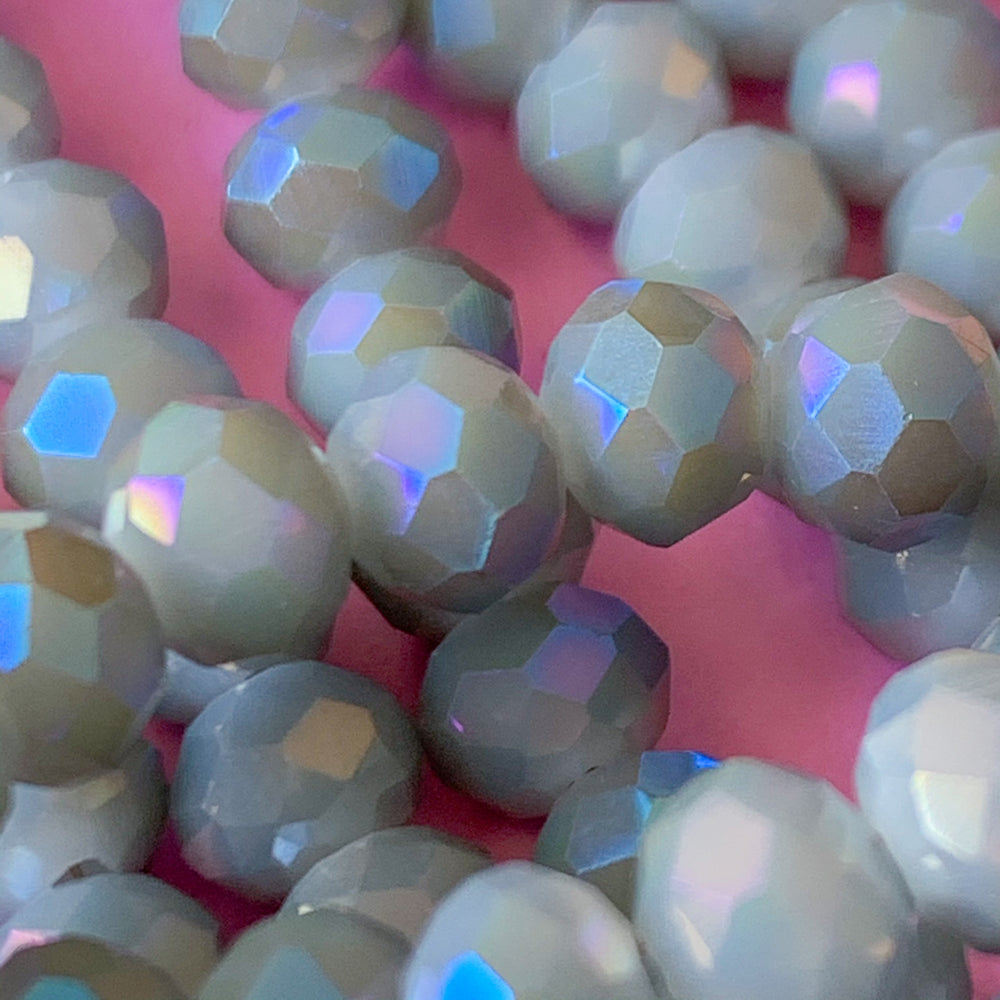 6mm Iridescent Gray Faceted Chinese Crystal Strand
