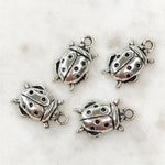 10mm Plated Pewter Bug Charms - 4 Pack - Christine White Style