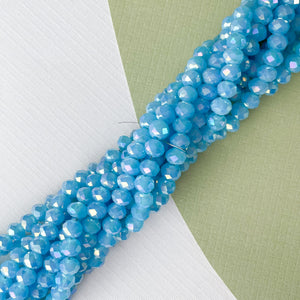 6mm Butterfly Blue Faceted Chinese Crystal Rondelle Strand