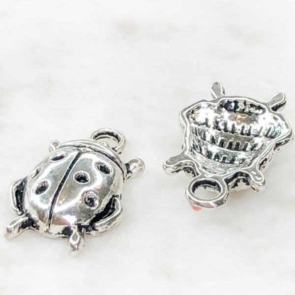 10mm Plated Pewter Bug Charms - 4 Pack - Christine White Style