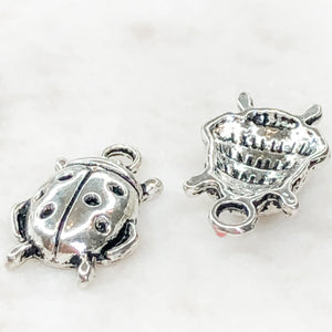 
                
                    Load image into Gallery viewer, 10mm Plated Pewter Bug Charms - 4 Pack - Christine White Style
                
            