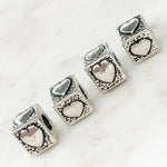 10mm Pewter Heart Cube Bead - 4 Pack