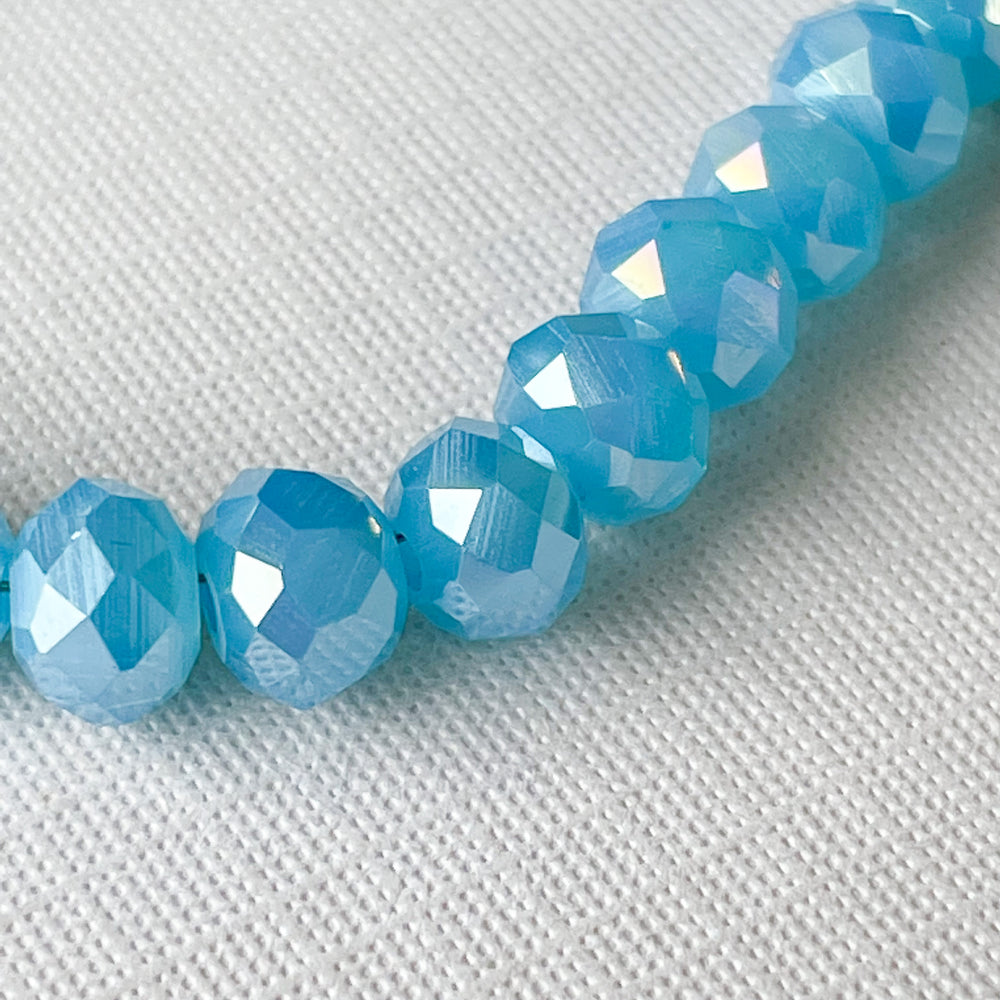 6mm Butterfly Blue Faceted Chinese Crystal Rondelle Strand