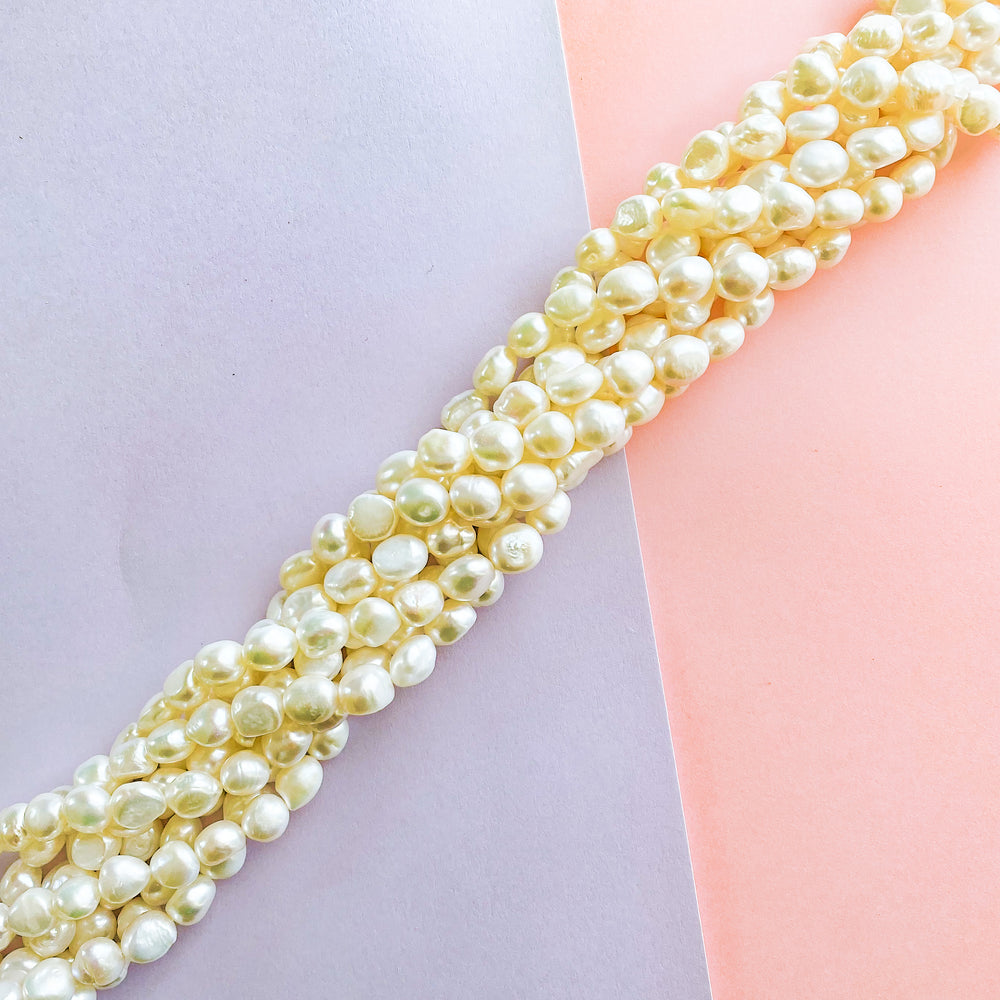 18-19 Freshwater White Pearl Strand with Gold Clasp - 8-9mm- Made in Hawaii