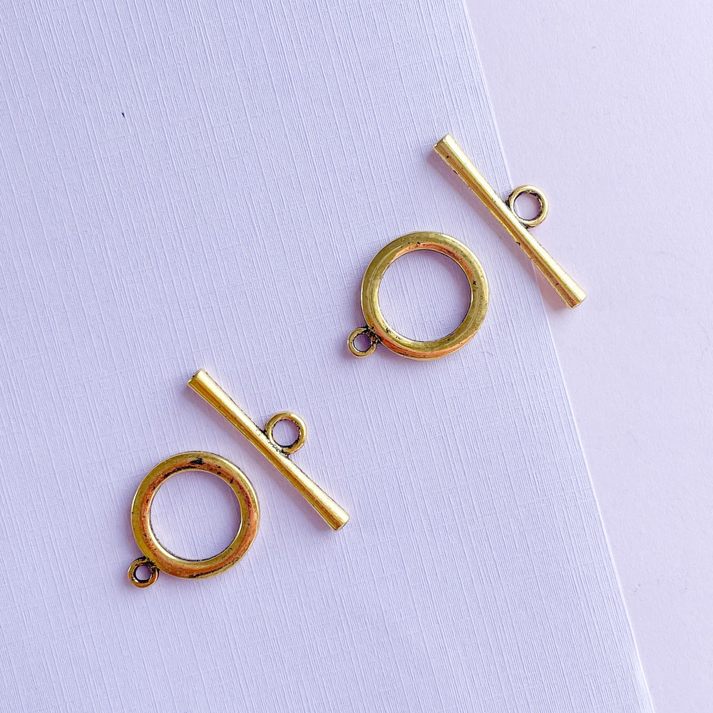 35mm Distressed Gold Toggle Clasp - 2 Pack