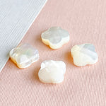 10mm Grade A White Mother of Pearl Faceted Quatrefoil - 4 Pack