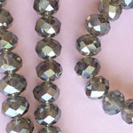 10mm Mirrored Gray Crystal Rondelle Strand