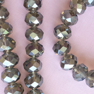 10mm Mirrored Gray Crystal Rondelle Strand
