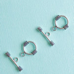 Roped Edge Plated Silver Toggle - 2 Pack