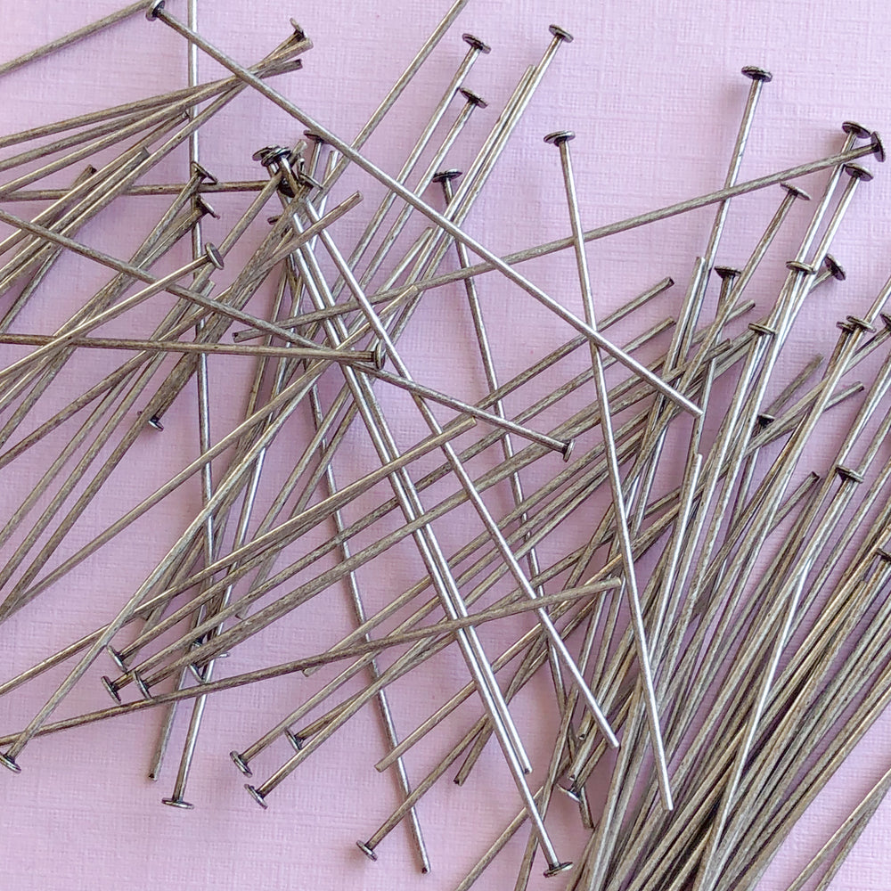2" Distressed Silver 20g Headpin Pack - Christine White Style