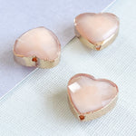 12mm Peachy Pink Faceted Crystal Bezel Heart - 3 Pack
