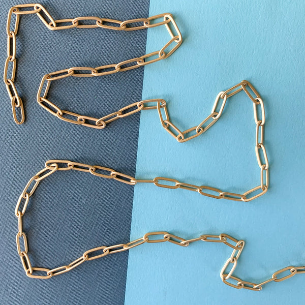 11mm Brushed Gold Plated Paperclip Chain – Beads, Inc.