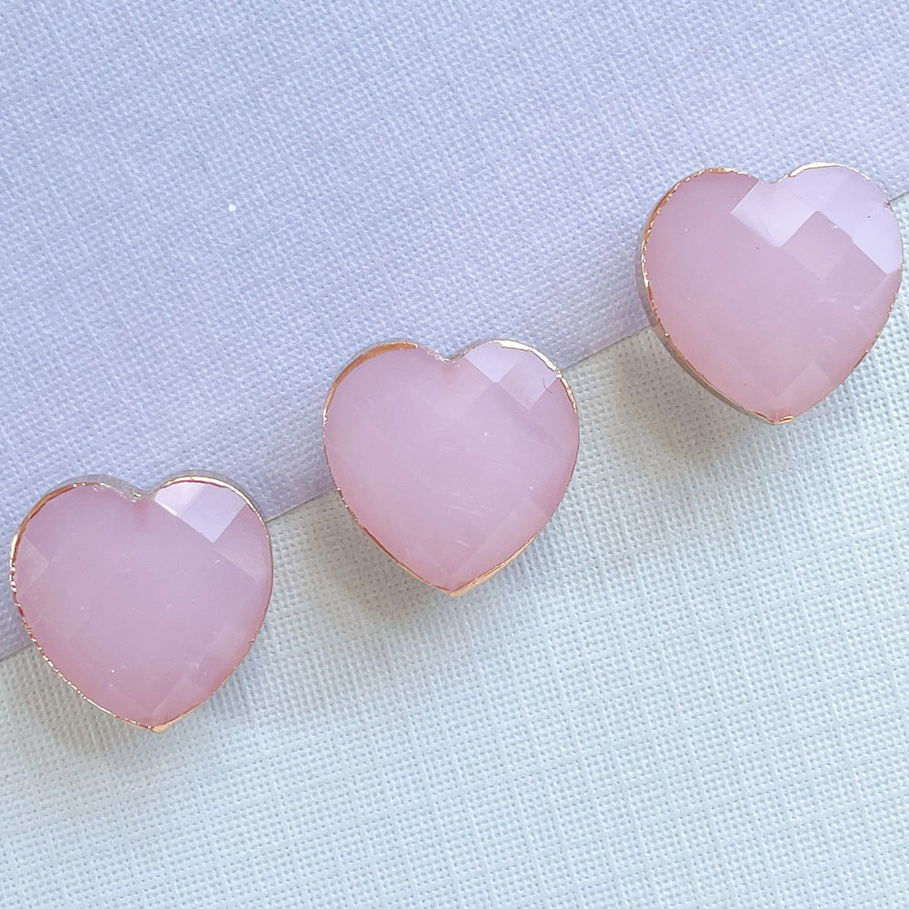 16mm Lilac Faceted Crystal Bezel Heart - 3 Pack