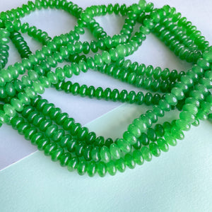 8mm Emerald Green Smooth Dyed Jade Rondelle Strand