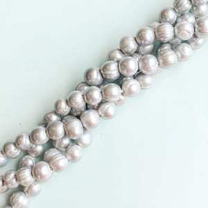 
                
                    Load image into Gallery viewer, 12mm Silver Freshwater Large Holed Pearl Strand
                
            