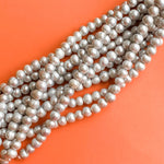 9-10mm Silver Freshwater Large Holed Pearl Strand