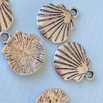 17mm Silver Pewter Seashell Charm - 10 Pack