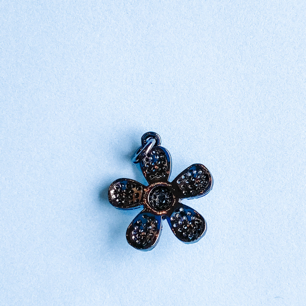 17mm Pave Black Daisy Charm