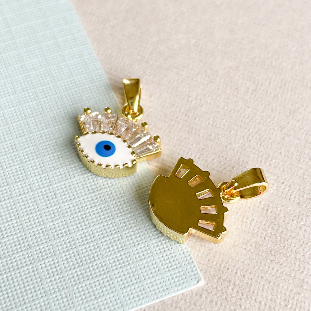 
                
                    Load image into Gallery viewer, 13mm White + Blue Long Lash Evil Eye Charm
                
            